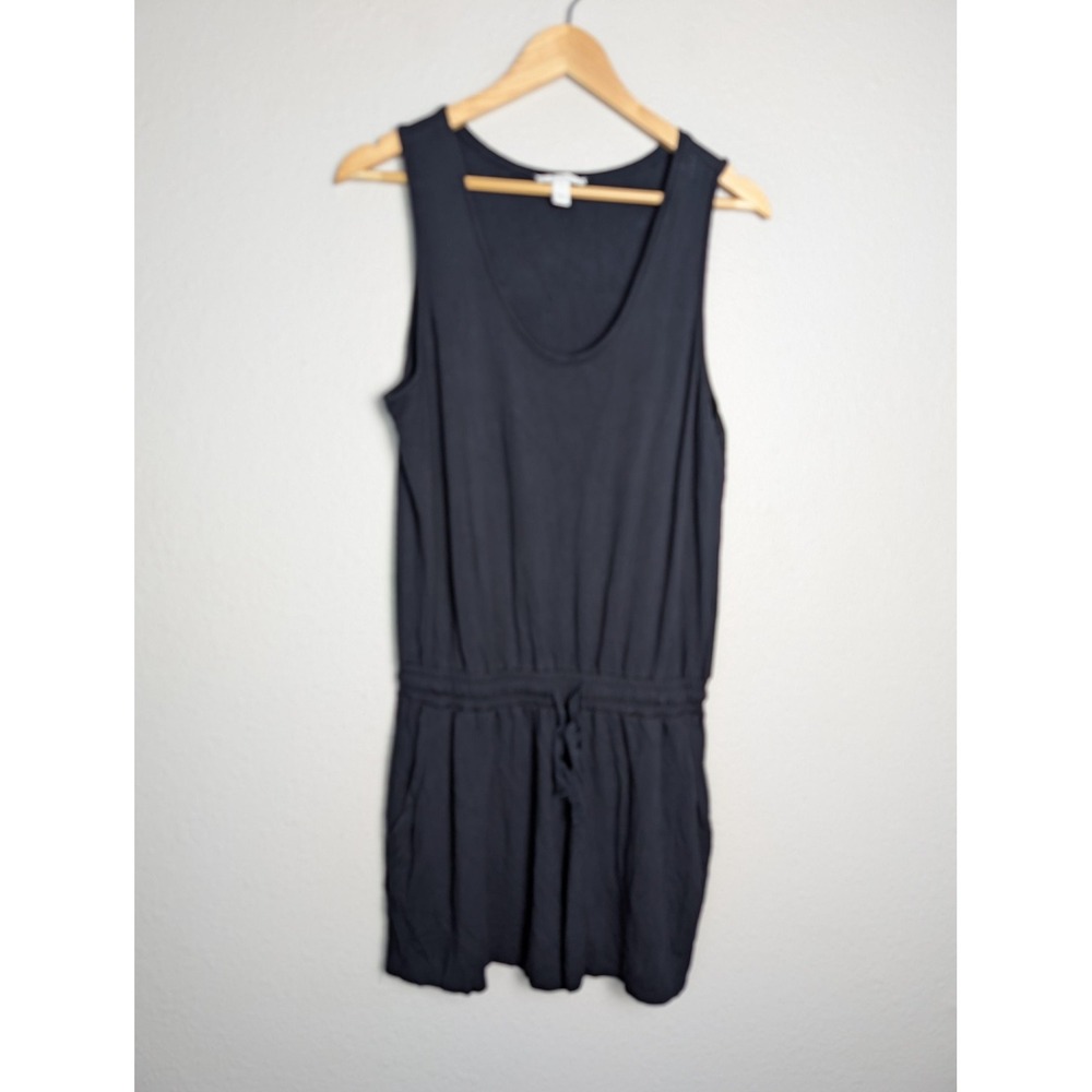 Daily Ritual Romper‎ Womens M Black Jersey Sleeveless Scoop Neck Pockets